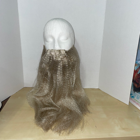 BLONDE LONG BUSHY BEARD MUSTACHE ZZ TOP BIKER COSTUME ACCESSORY NEW - Picture 2 of 5